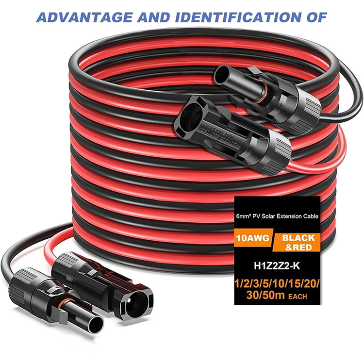 අඩි 2x50 Solar Panel Extension Cable 10AWG Solar Panel Wire